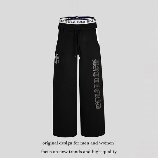 Damen weite Lounge-Jogginghose mit hohem Logobund, Gothic-Print und Kordelzug Nord Taschen