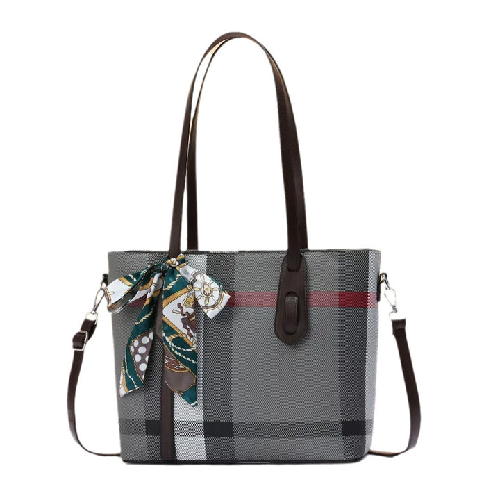 Damen elegante Shopper-Tasche mit modischem Karomuster und abnehmbarem Schal Nord Taschen