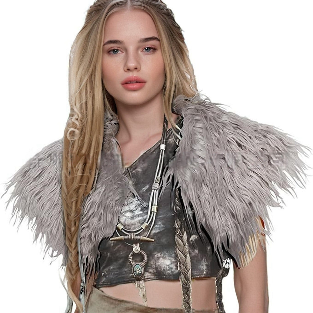 Damen Federbesetzte Schulterstola im Capelet‑Stil mit weichem Kunstfellkragen Nord Taschen