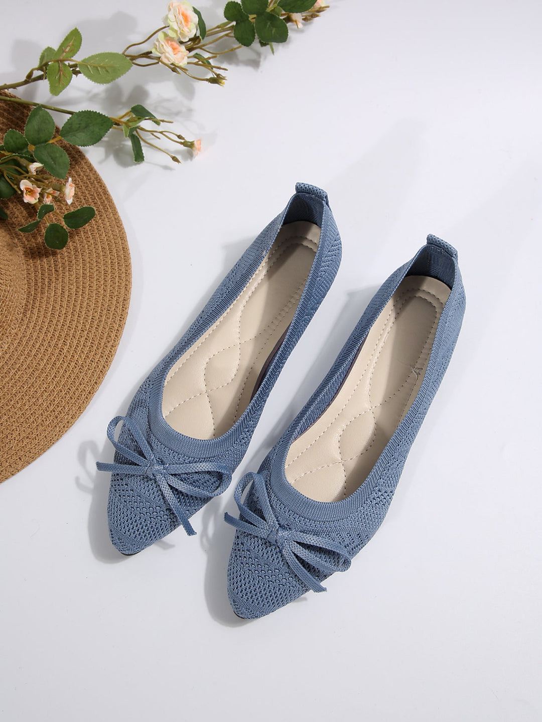 Damen elegante Ballerinas mit raffiniertem Schleifen-Detail und atmungsaktiver Obermaterialstruktur