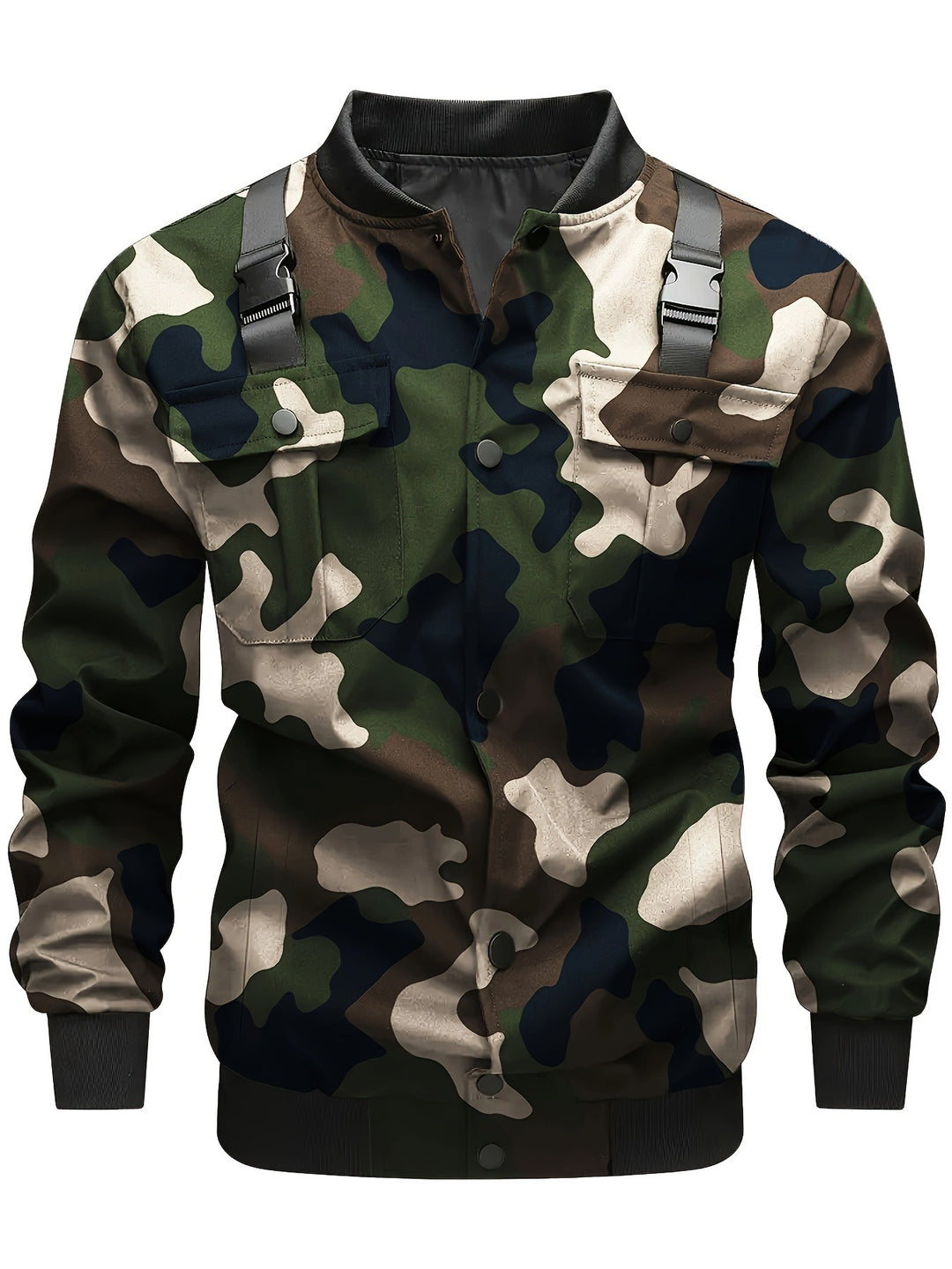 Herren Camouflage-Bomberjacke im Utility-Stil mit Brusttaschen, Schultergurten und Rippbündchen Nord Taschen