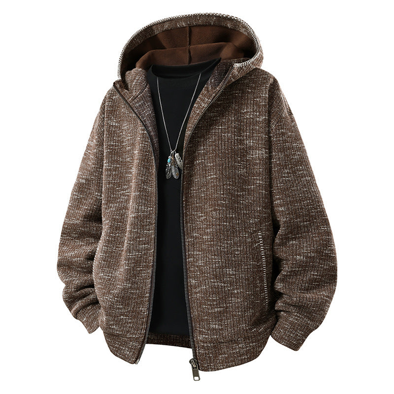 Herren Gepolsterte Strickoptik‑Kapuzenjacke mit Thermofutter und Zwei‑Wege‑Reißverschluss Nord Taschen
