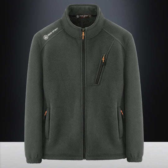 Herren Warme Microfleece-Outdoorjacke mit Brustreißverschluss, Seitentaschen und Stehkragen Nord Taschen
