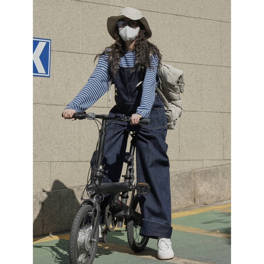 Damen Weite Denim-Latzhose im Baggy-Stil mit verstellbaren Trägern Nord Taschen