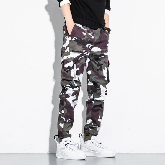 Herren Camouflage Cargo-Jogginghose mit Tapered-Schnitt, elastischem Bund und Multifunktionstaschen Nord Taschen