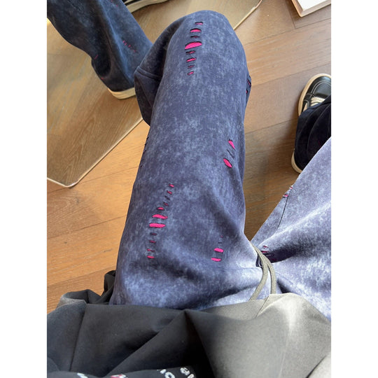 Herren Oversized Cordhose mit Distressed‑Details, weitem Bein und Tunnelzug Nord Taschen
