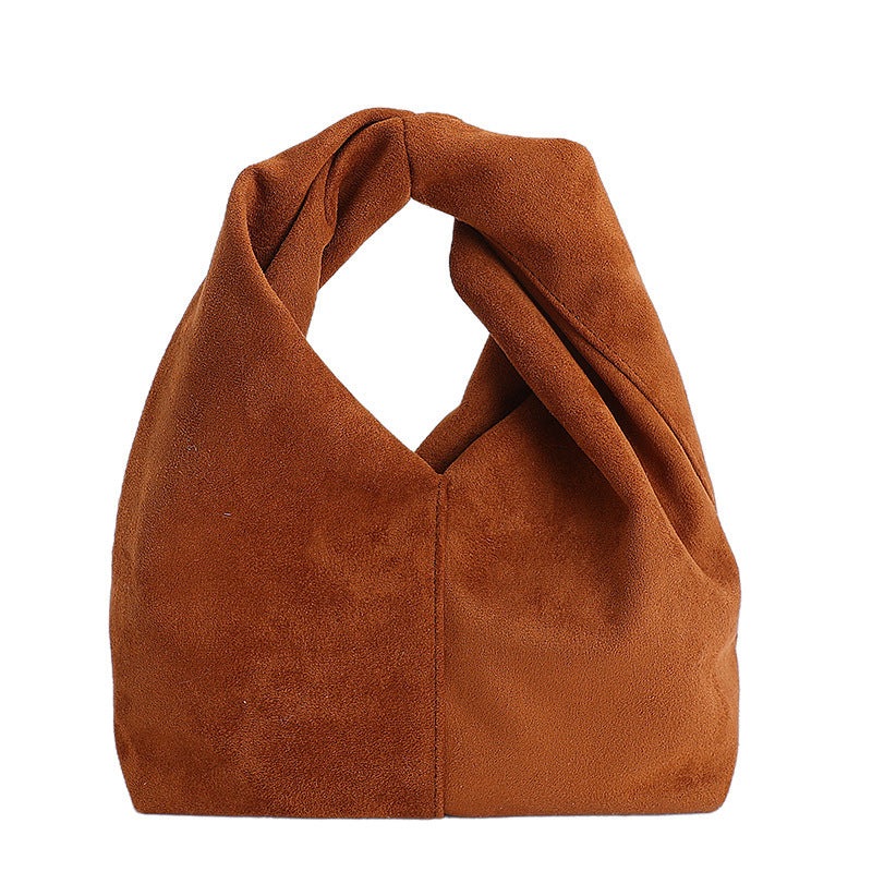 Damen Schultertasche aus weichem Veloursleder mit modernem Knotenakzent Nord Taschen
