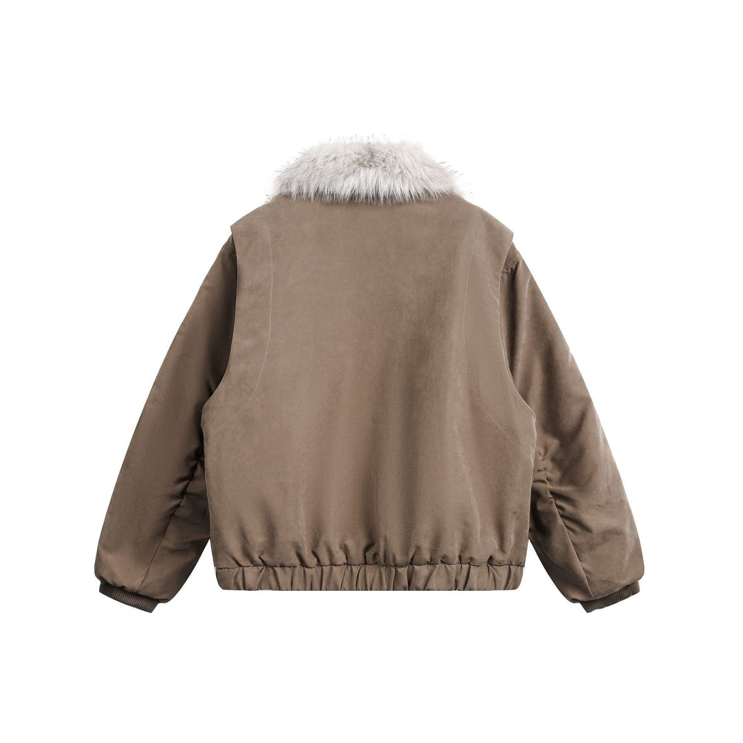 Damen Kurzblouson im Boxy-Cut mit breitem Kunstfellkragen Nord Taschen