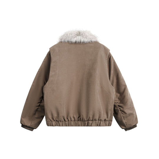 Damen Kurzblouson im Boxy-Cut mit breitem Kunstfellkragen Nord Taschen
