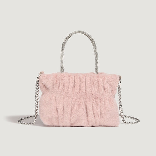 Damen Clutch-Tasche mit elegantem Plüschbezug und modischem Kettenriemen Nord Taschen
