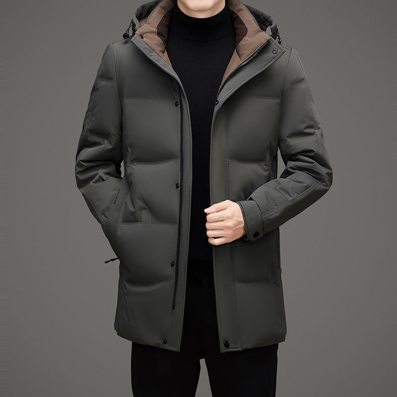 Herren Wattierte Kapuzen-Steppjacke mit verlängertem Schnitt und winddichter Membran Nord Taschen