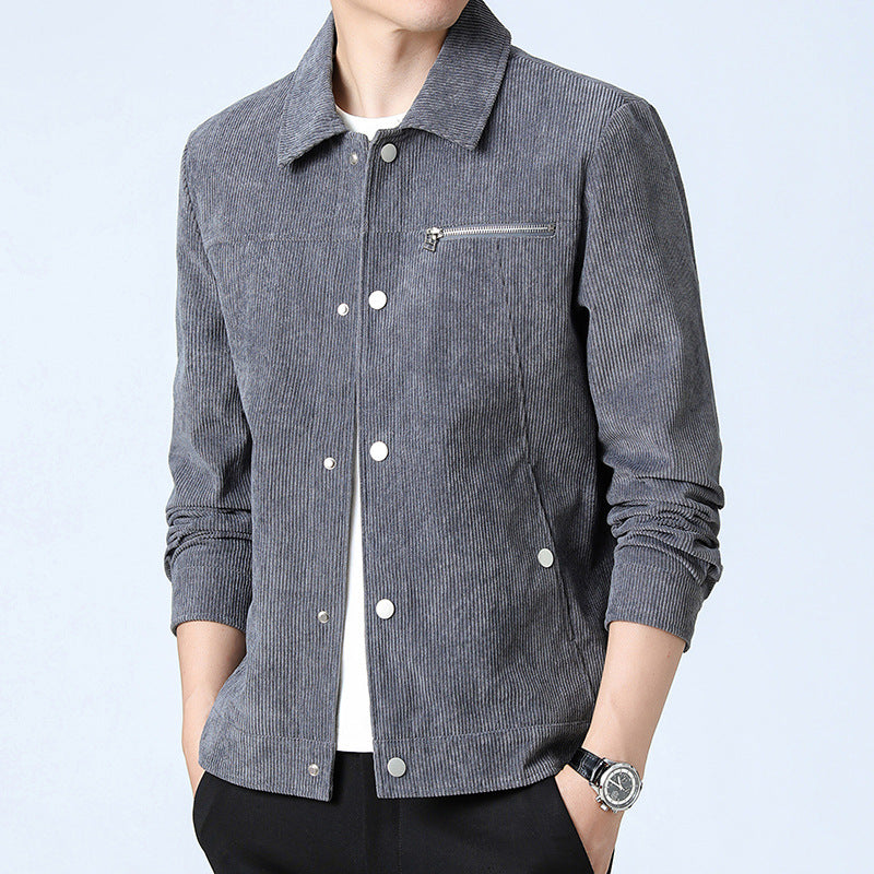 Herren Cord‑Overshirt aus Breitcord mit Druckknopf‑Front und Zipper‑Brusttasche Nord Taschen