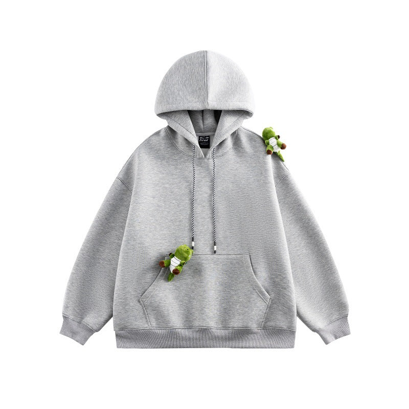 Unisex Oversize-Kapuzenpullover aus French-Terry mit Kängurutasche und abnehmbaren Plüschanhänger Nord Taschen