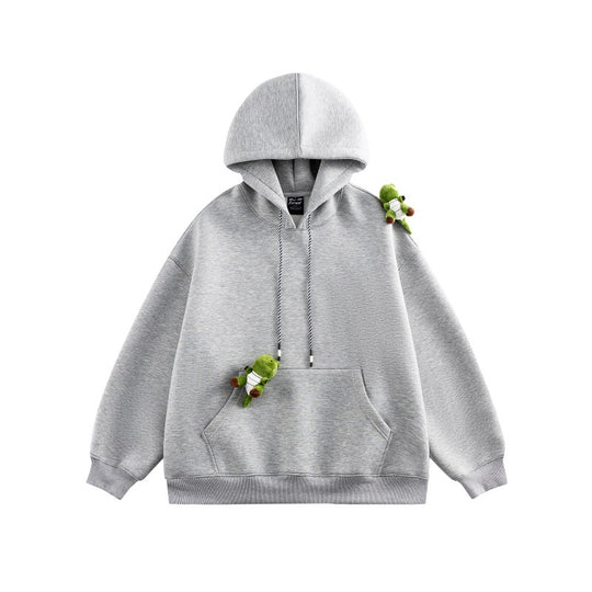 Unisex Oversize-Kapuzenpullover aus French-Terry mit Kängurutasche und abnehmbaren Plüschanhänger Nord Taschen