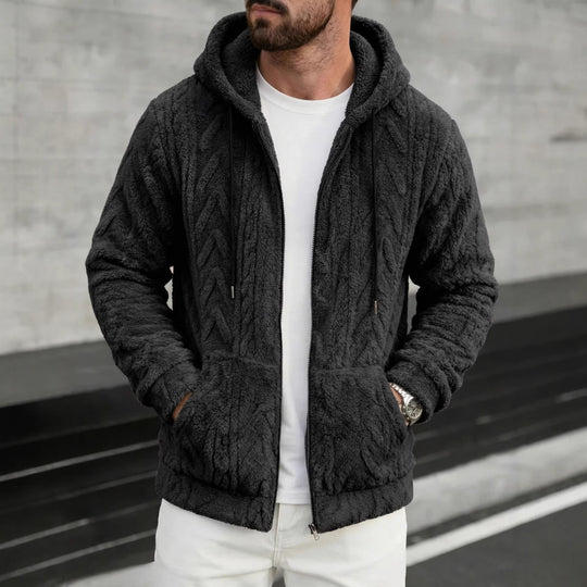 Herren kuschelige Kapuzenjacke aus Teddyfleece mit durchgehendem Reißverschluss und Kängurutaschen Nord Taschen