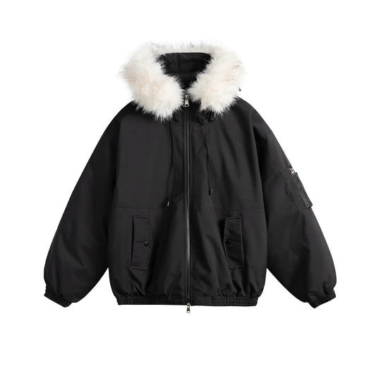 Damen Oversize-Parka im Bomberstil mit abnehmbarer Kunstfellkapuze Nord Taschen