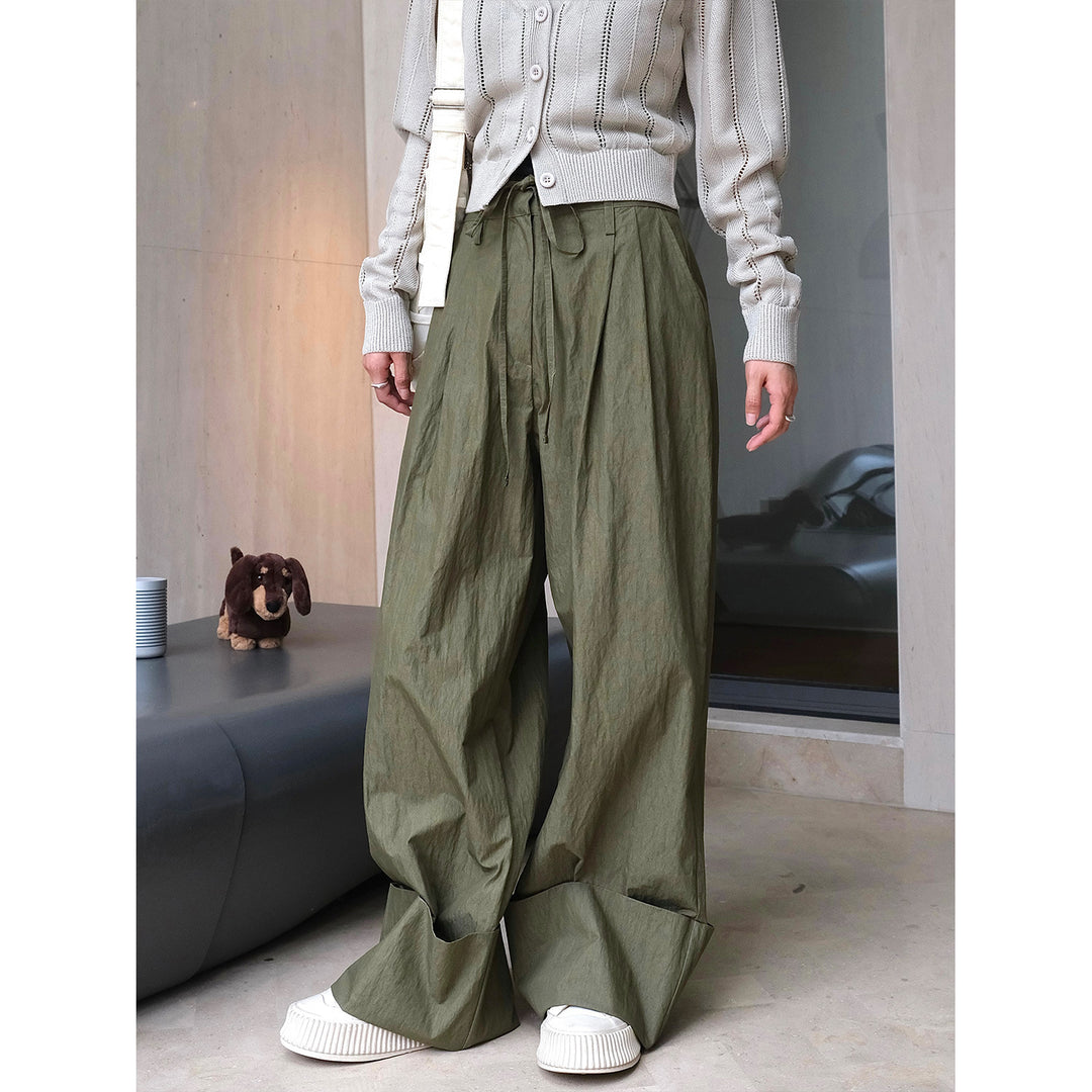 Damen Weite High‑Waist Palazzohose mit Tunnelzug, Bundfalten und extra weitem Bein Nord Taschen