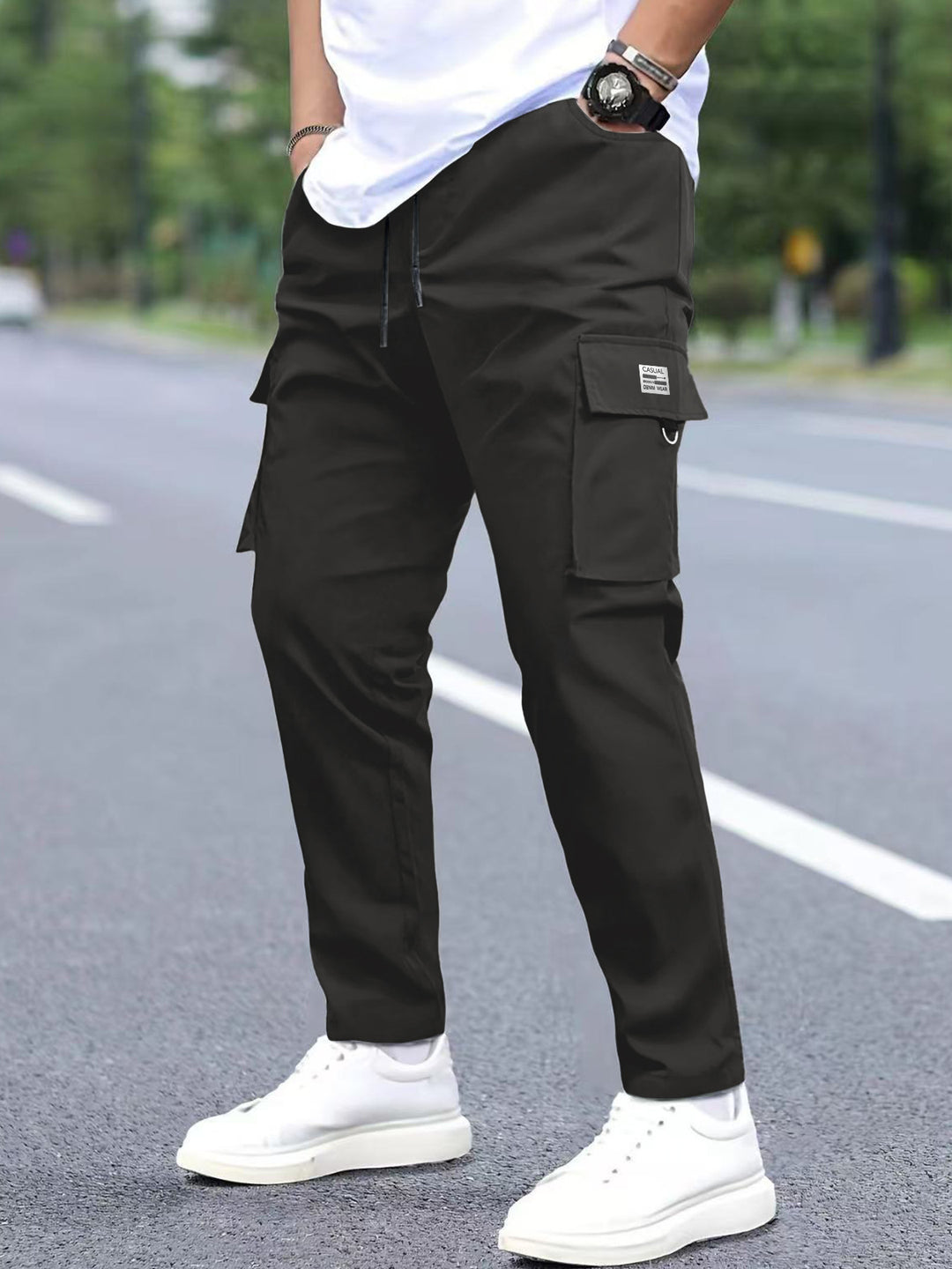 Herren Leichtgewichtige Technical-Cargohose mit Tunnelzugbund, D‑Ring & großen Klappfächern Nord Taschen