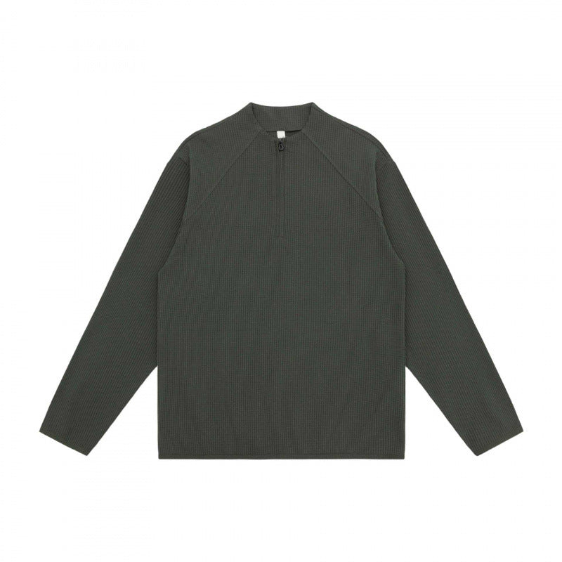 Unisex Waffelstrick-Halbzip-Pullover mit Raglanärmeln Nord Taschen