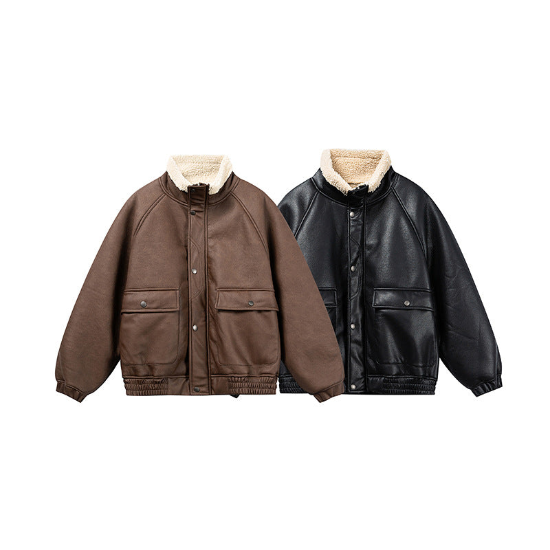 Herren Kurz geschnittener Velours‑Blouson mit Sherpa‑Kragen und Utility‑Pattentaschen Nord Taschen
