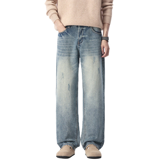 Herren Relaxed-Denimhose mit extra weitem Bein, Steinwasch-Effekt und dezenten Used-Details Nord Taschen