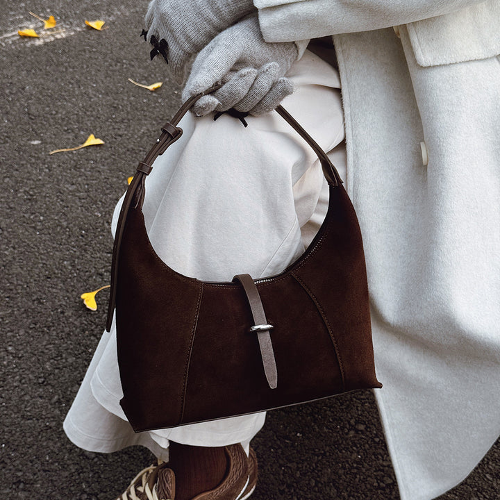 Damen hochwertige Hobo-Tasche aus Veloursleder Nord Taschen