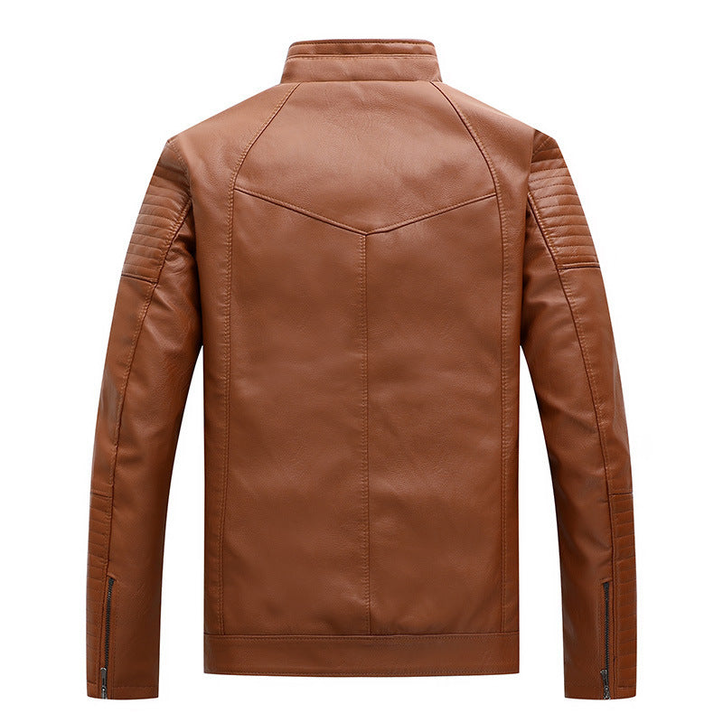 Herren schlanker Kunstleder-Moto-Blouson mit gesteppten Schulter- und Ärmelpaneelen Nord Taschen
