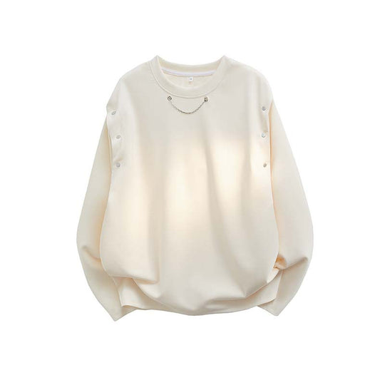 Damen Oversized Sweatshirt mit Ketten-Detail und Druckknopf-Ärmelöffnung Nord Taschen