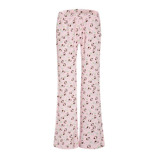 Damen High-Waist Loungehose mit ausgestelltem Beinschnitt, Kordelzug und Allover-Statement-Print Nord Taschen