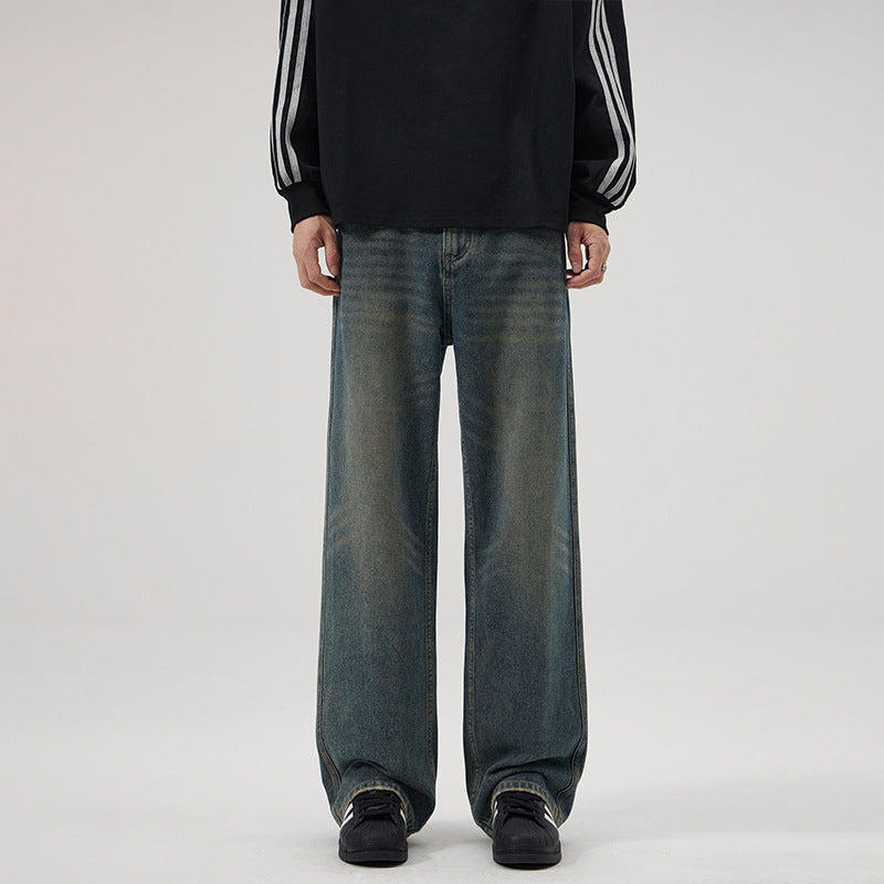 Herren Ultraweite Vintage-Denim-Palazzohose mit verlängerter Saumkante und Five‑Pocket-Details Nord Taschen