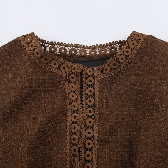 Damen Taillierte Kurzjacke im Vintage-Tweed mit gehäkelter Spitzenborte Nord Taschen