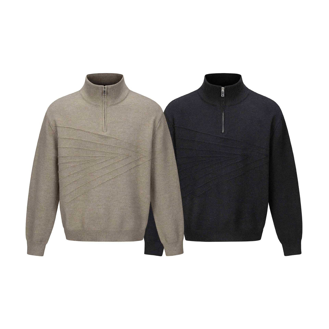 Herren Halbzip-Strickpullover mit Rippenkragen Nord Taschen