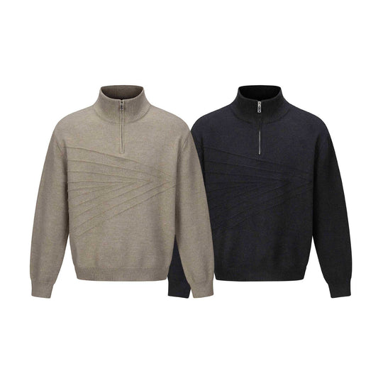 Herren Halbzip-Strickpullover mit Rippenkragen Nord Taschen