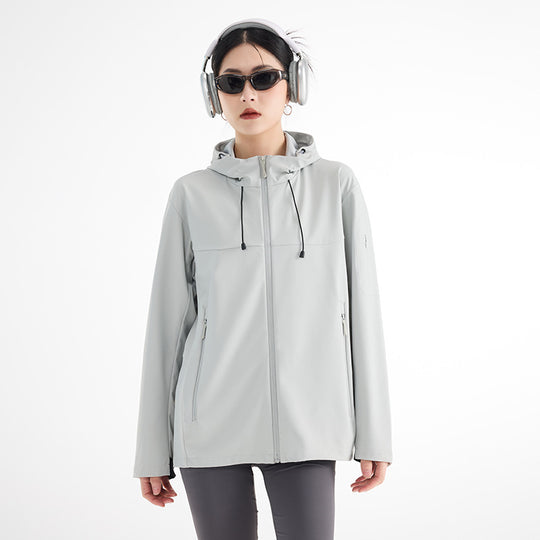Damen Atmungsaktive Softshell-Regenjacke mit Kapuze, winddicht und minimalistischer Tech-Optik Nord Taschen