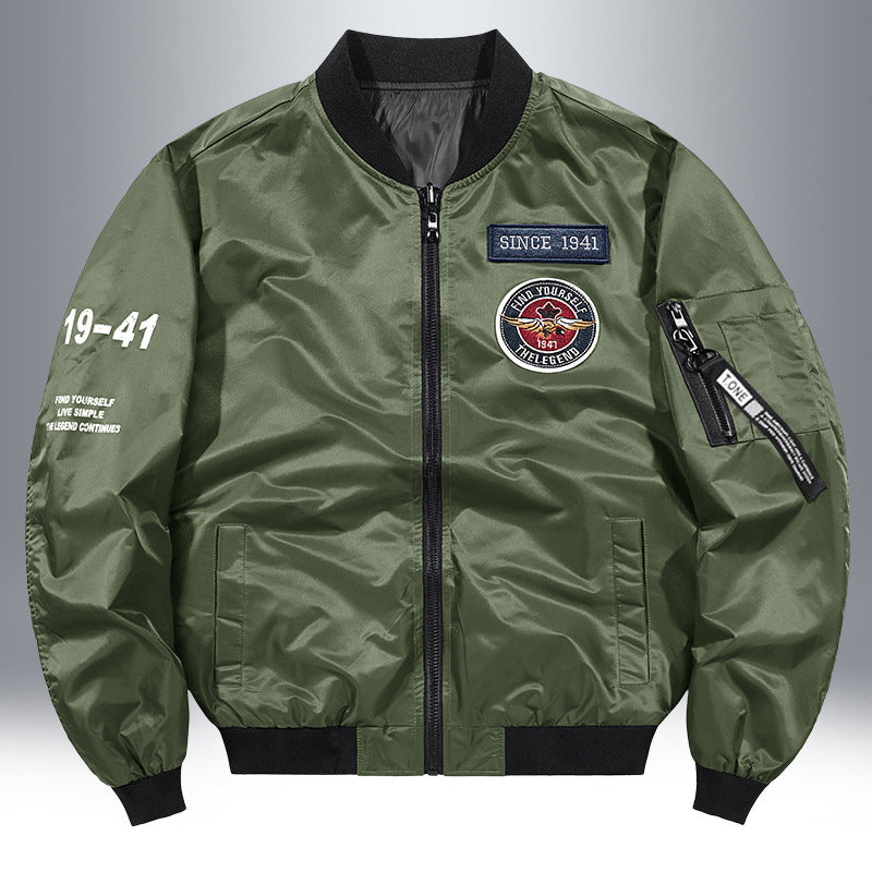 Herren Leichte Nylon-Bomberjacke im Aviator-Style mit Patchdetails und Ärmeltasche Nord Taschen