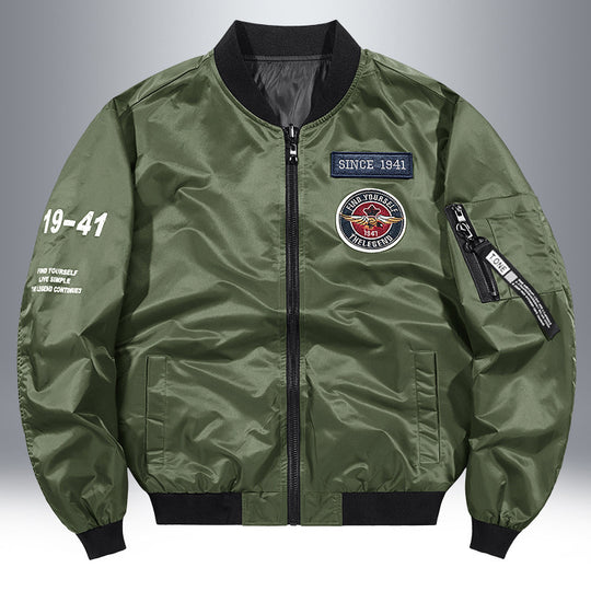 Herren Leichte Nylon-Bomberjacke im Aviator-Style mit Patchdetails und Ärmeltasche Nord Taschen