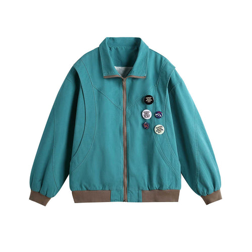 Damen Kurzblouson mit Stehkragen, Rippbündchen und Ansteck‑Pins Nord Taschen