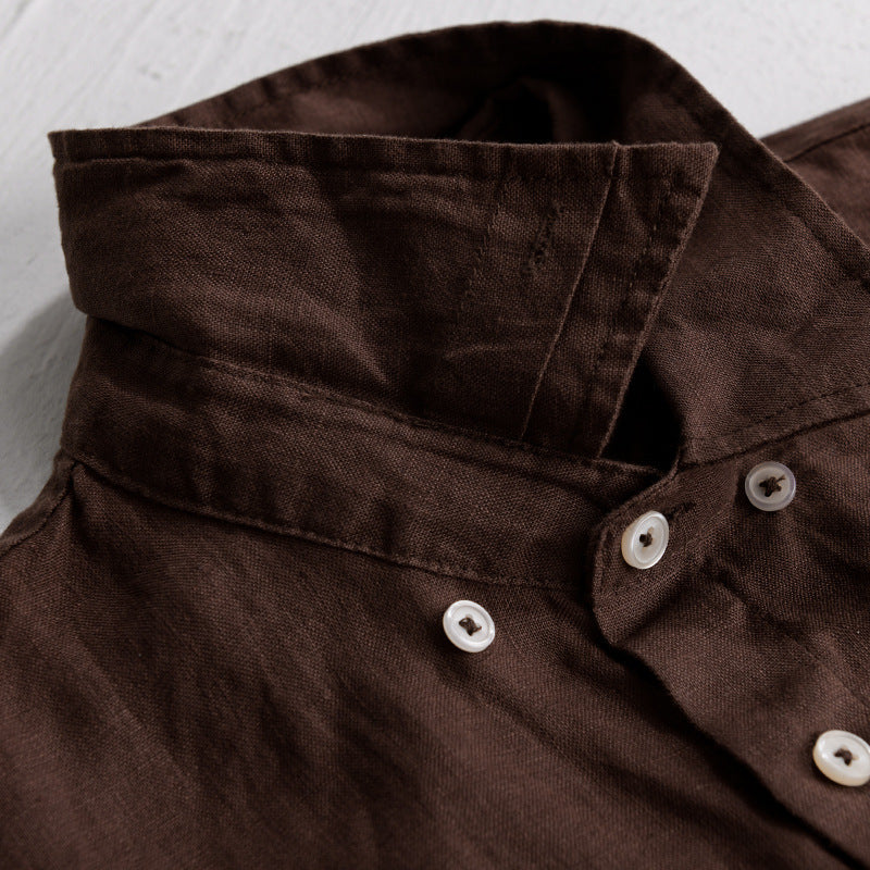 Herren Lockeres Leinen-Overshirt mit Brusttaschen und Knopfleiste Nord Taschen