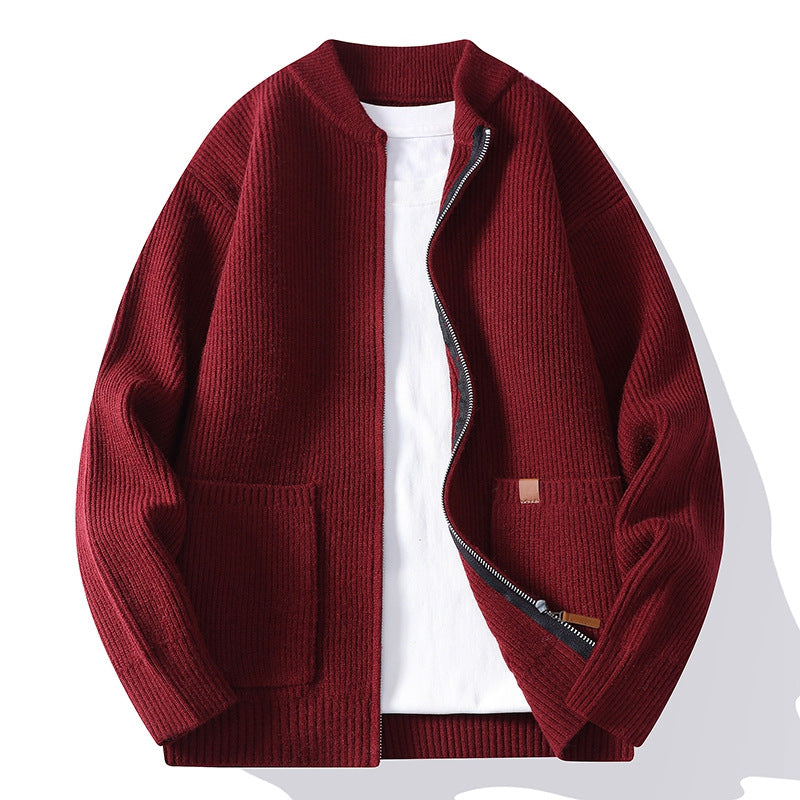 Herren gerippte Strickjacke mit durchgehendem Reißverschluss und aufgesetzten Taschen Nord Taschen