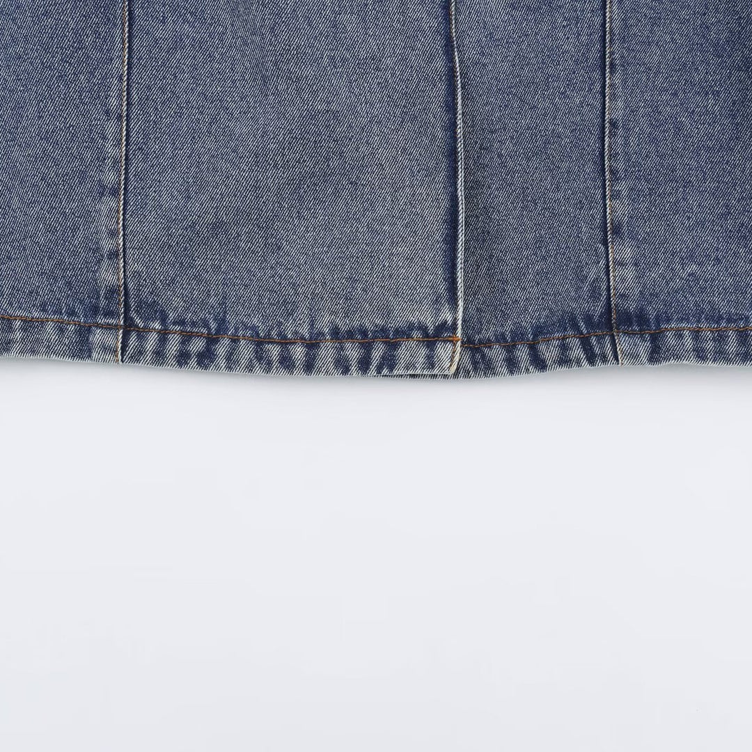 Damen Verkürzte Jeansjacke im Boxy‑Schnitt mit Stehkragen und dreiviertelärmeln Nord Taschen