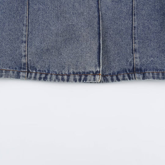 Damen Verkürzte Jeansjacke im Boxy‑Schnitt mit Stehkragen und dreiviertelärmeln Nord Taschen