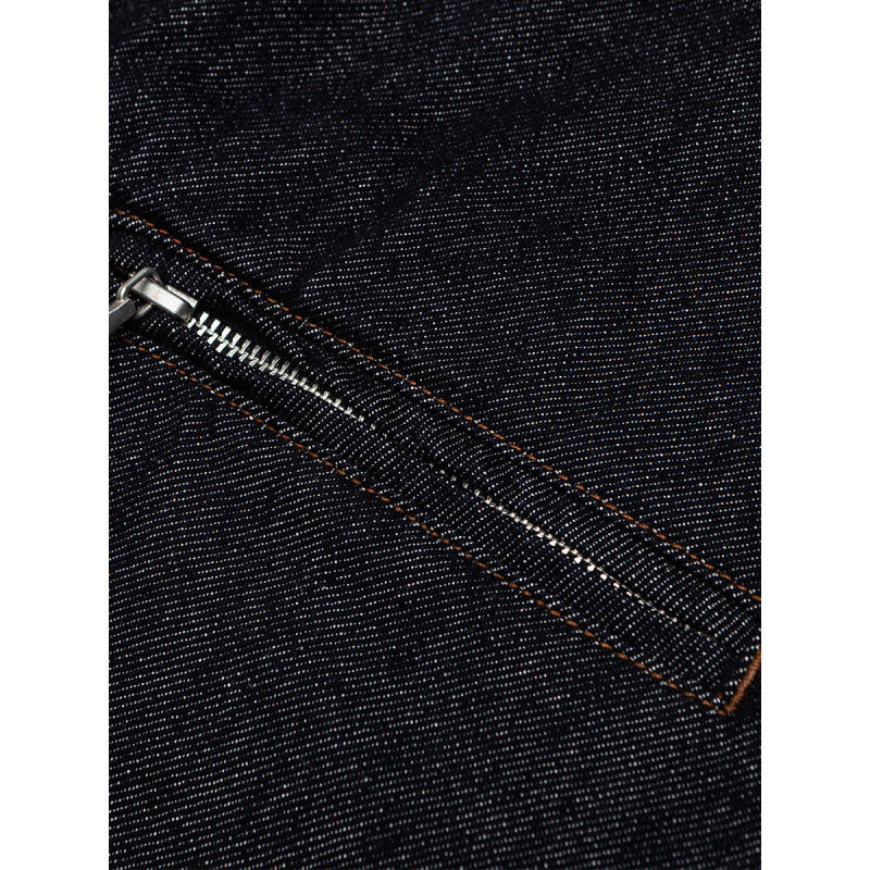 Herren Boxy-Denimjacke mit durchgehendem Reißverschluss, Brust-Reißverschlusstasche und Hemdkragen Nord Taschen