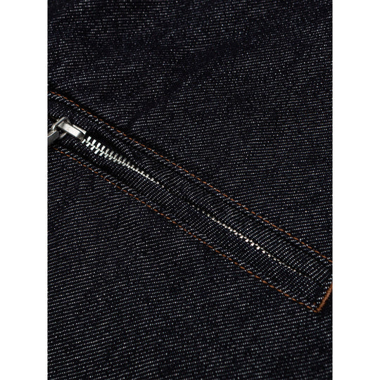 Herren Boxy-Denimjacke mit durchgehendem Reißverschluss, Brust-Reißverschlusstasche und Hemdkragen Nord Taschen