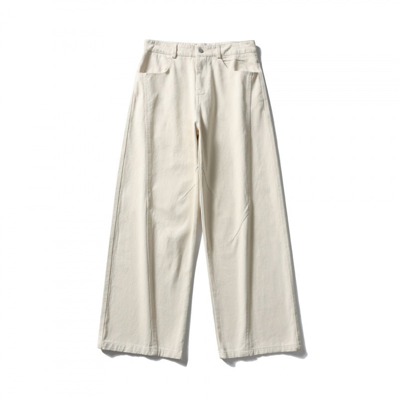 Damen Palazzo-Jeanshose mit hoher Taille, weitem Bein und Ziernähten Nord Taschen