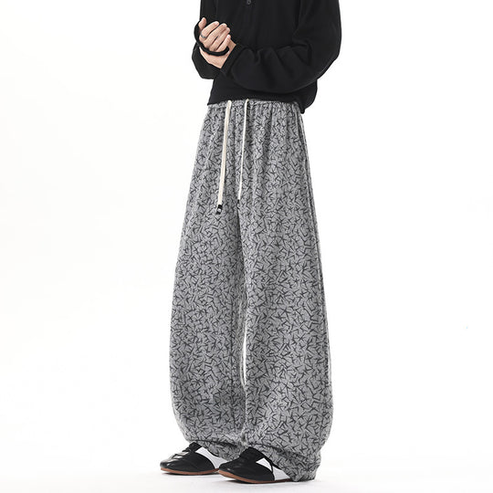 Herren Extraweite Fleece-Loungehose mit Allover-Strukturprint und Kordelzug Nord Taschen
