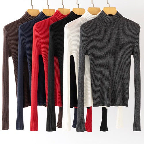 Damen Figurnaher Feiner Rippstrick-Rollkragenpullover mit Stretch-Finish Nord Taschen