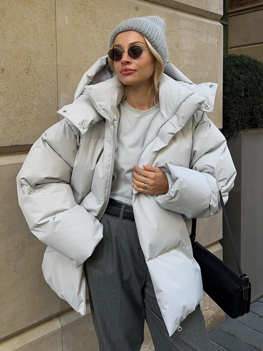Damen Oversize Steppjacke mit Kapuze und wattierter Thermofüllung Nord Taschen