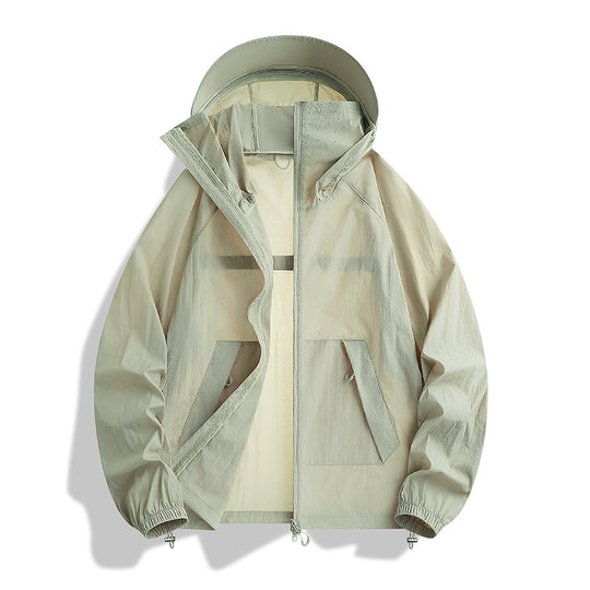 Herren Leichte wind- und wasserabweisende Kapuzen-Übergangsjacke mit verstellbarer Saumzug und Zwei-Wege-Reißverschluss Nord Taschen