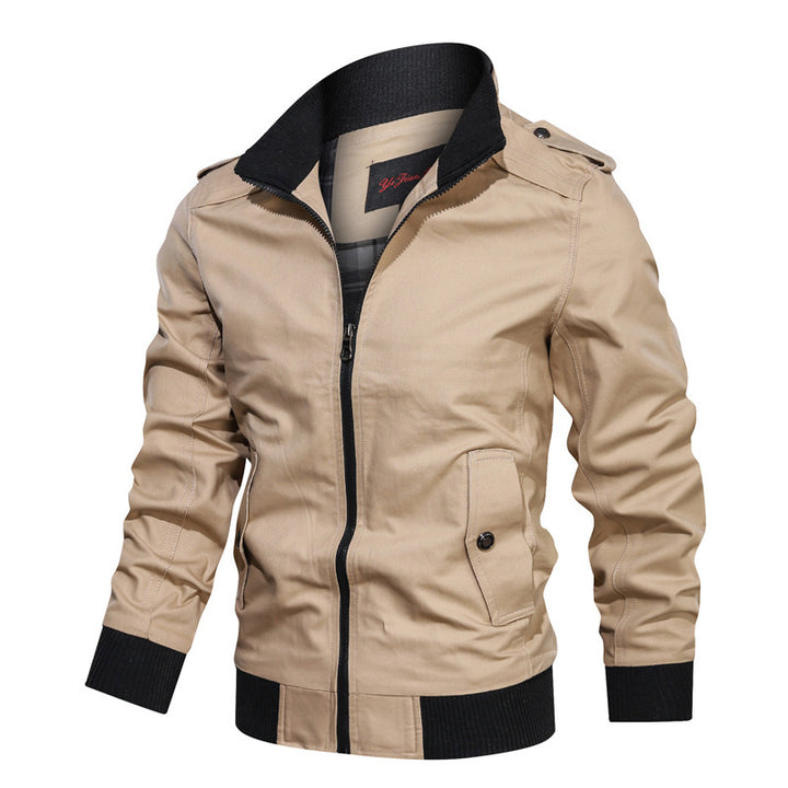 Herren  leichte Canvas-Urbanjacke im Bomberstil mit hochschließendem Rippenkragen und verdecktem Zwei-Wege-Reißverschluss Nord Taschen