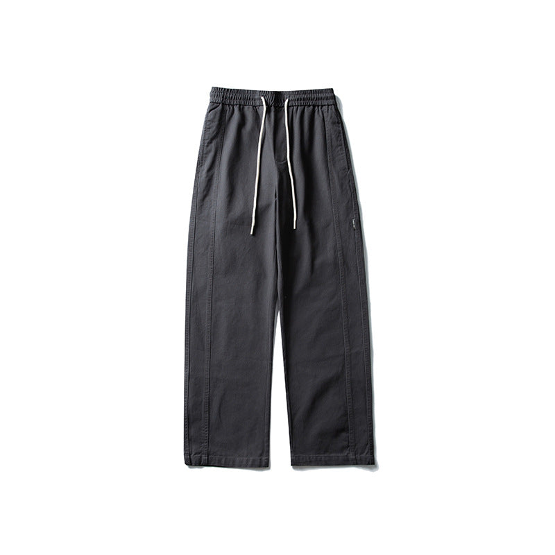Herren Locker geschnittene Baumwoll-Canvas-Hose mit Tunnelzugbund, geradem Bein und Ziernaht-Details Nord Taschen